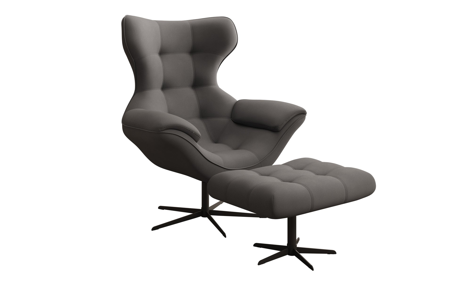 Designer sofa armchair Aurelio incl. side stool in fabric