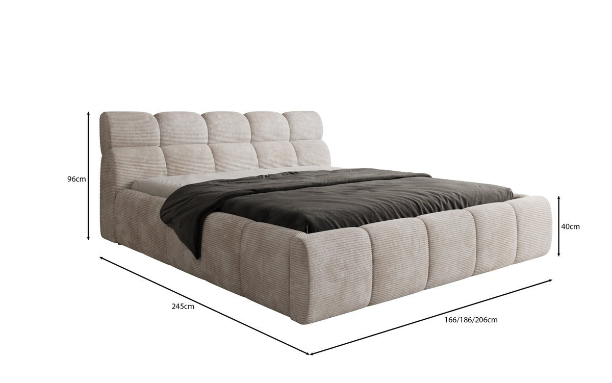 Designer Upholstered Bed Dallas Corduroy with Storage