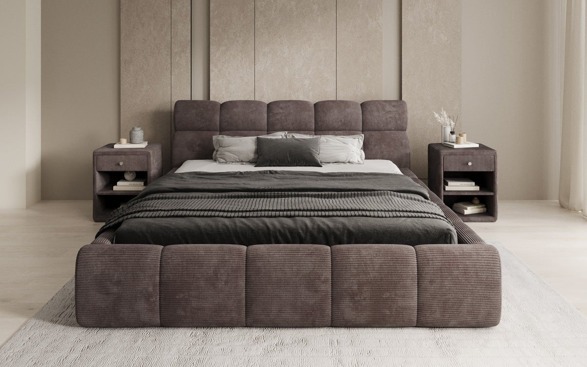 Designer Upholstered Bed Dallas Corduroy with Storage