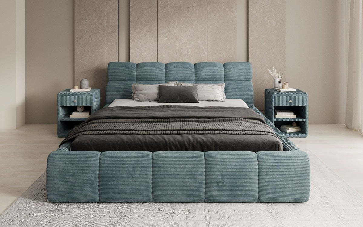 Designer Upholstered Bed Dallas Corduroy with Storage