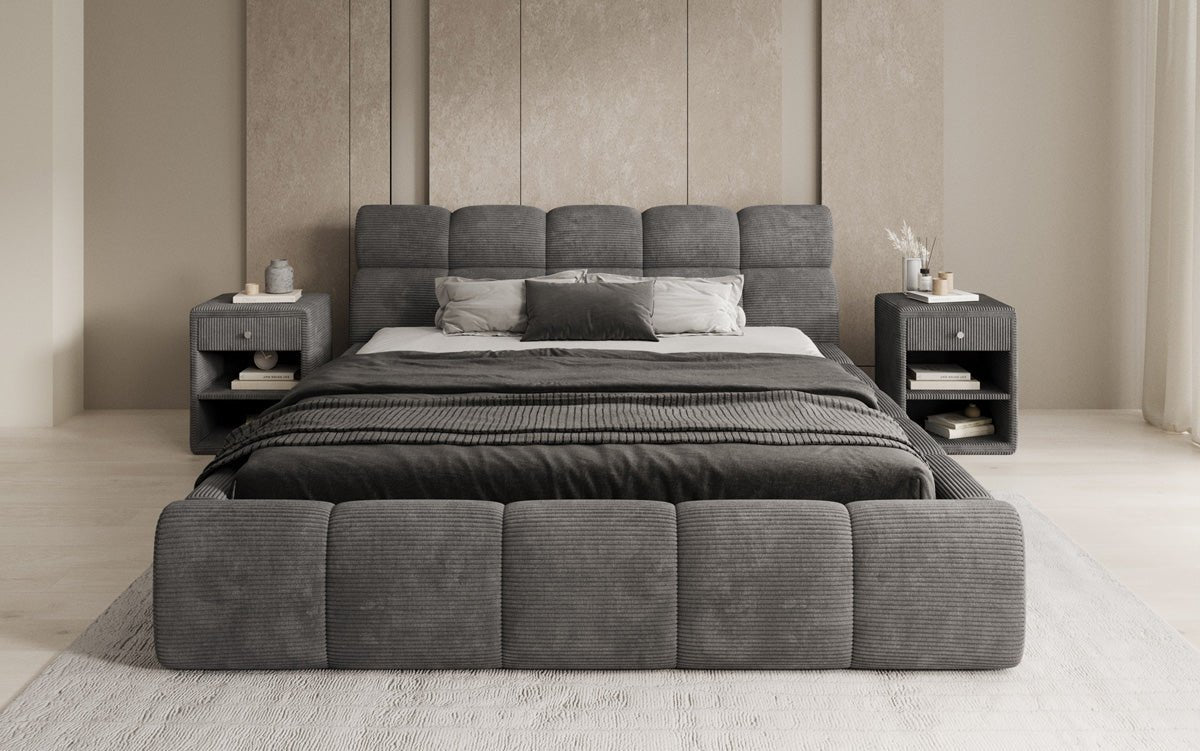 Designer Upholstered Bed Dallas Corduroy with Storage
