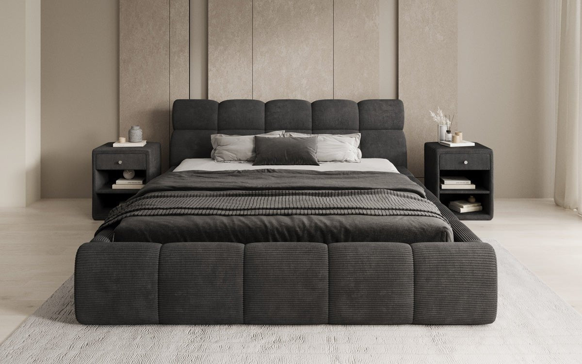 Designer Upholstered Bed Dallas Corduroy with Storage