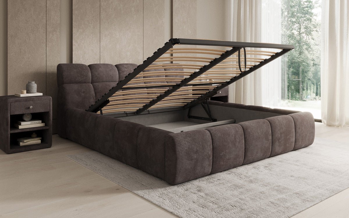 Designer Upholstered Bed Dallas Corduroy with Storage