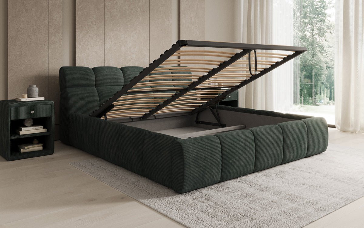 Designer Upholstered Bed Dallas Corduroy with Storage