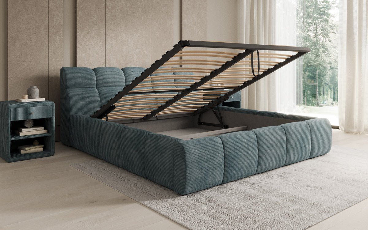 Designer Upholstered Bed Dallas Corduroy with Storage