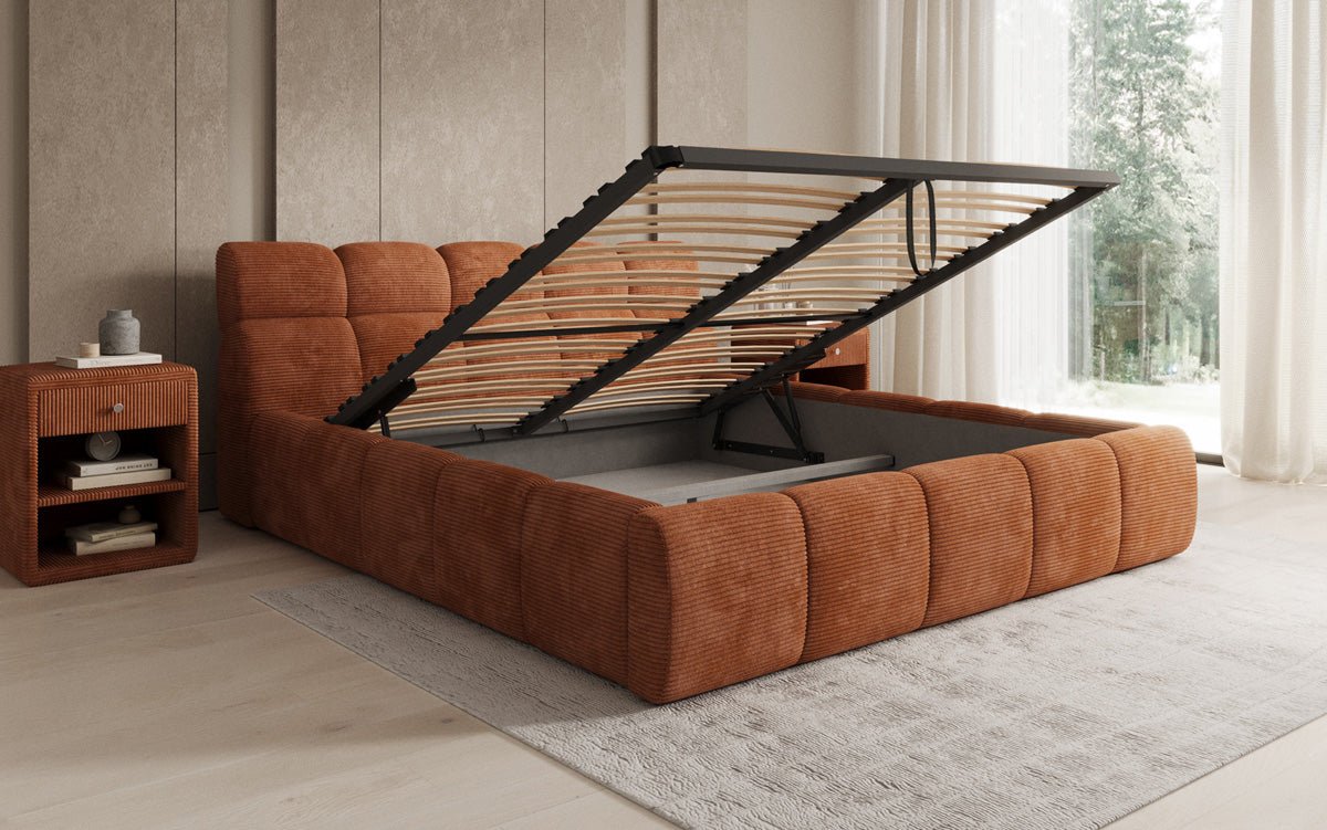 Designer Upholstered Bed Dallas Corduroy with Storage