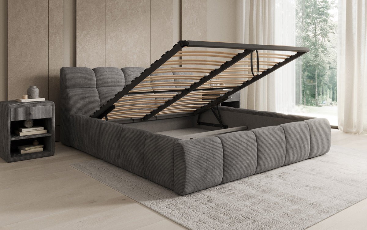 Designer Upholstered Bed Dallas Corduroy with Storage