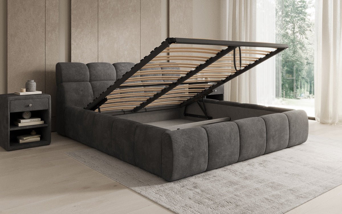Designer Upholstered Bed Dallas Corduroy with Storage
