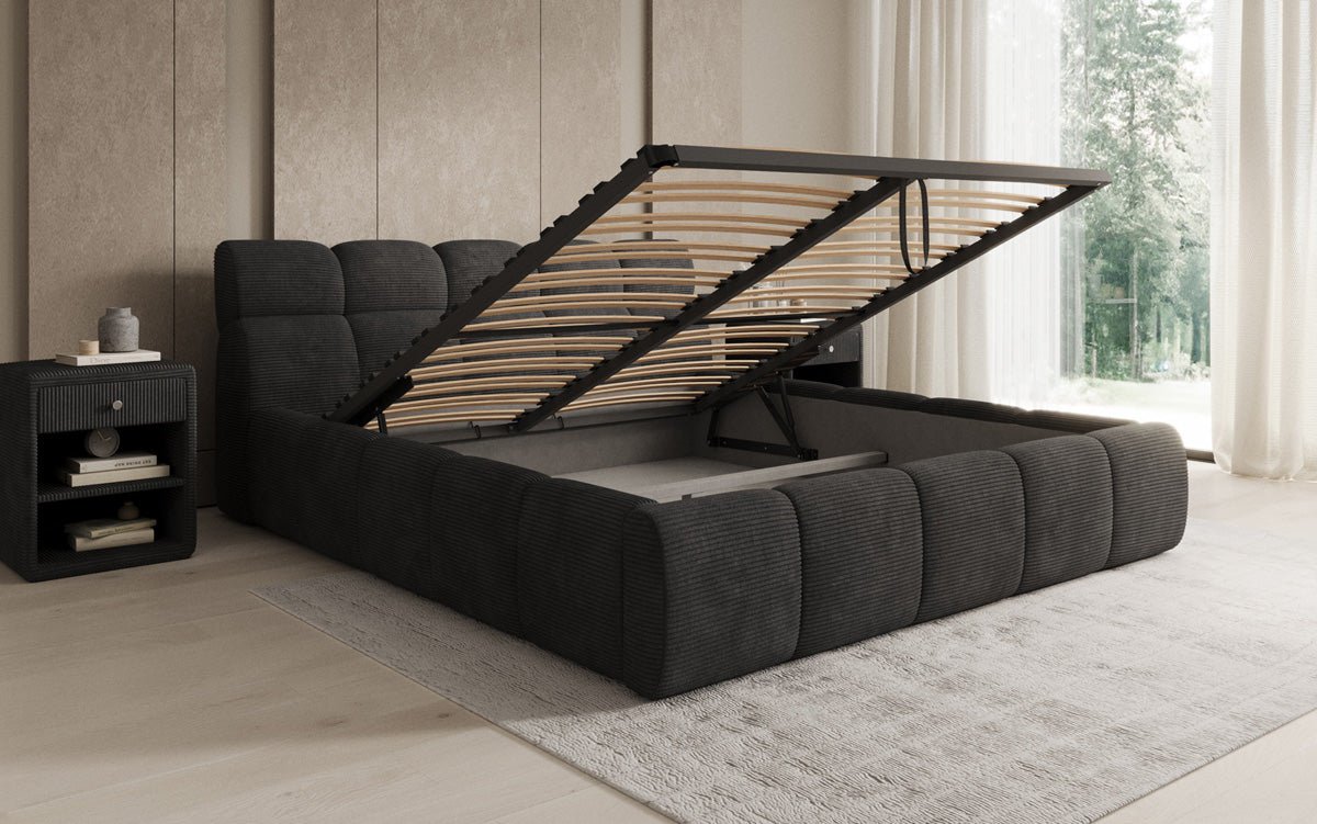 Designer Upholstered Bed Dallas Corduroy with Storage
