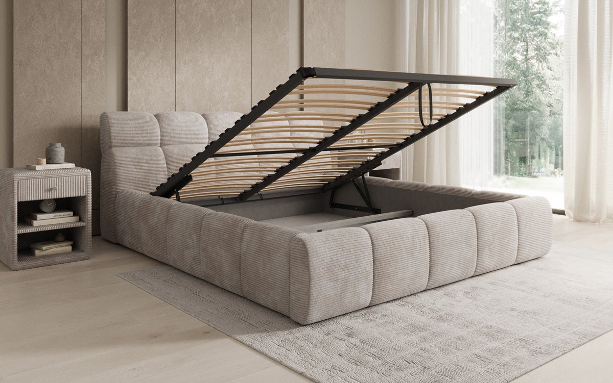 Designer Upholstered Bed Dallas Corduroy with Storage