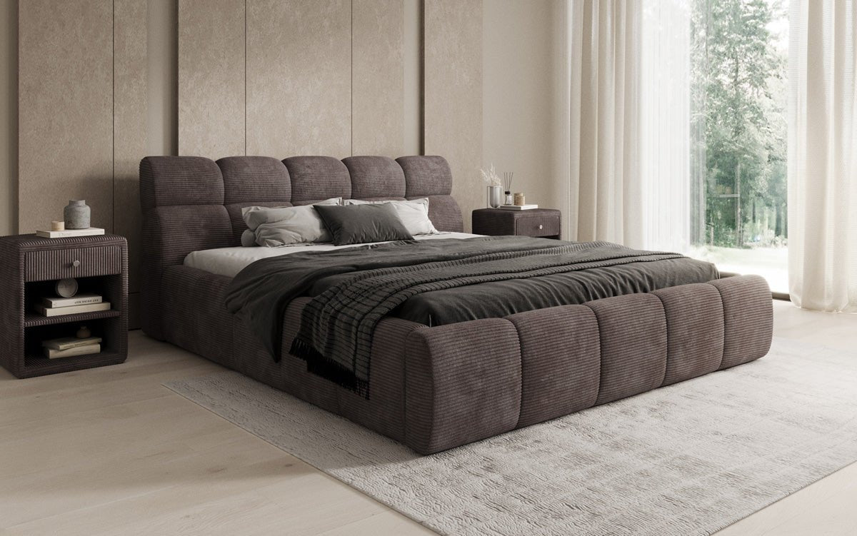 Designer Upholstered Bed Dallas Corduroy with Storage