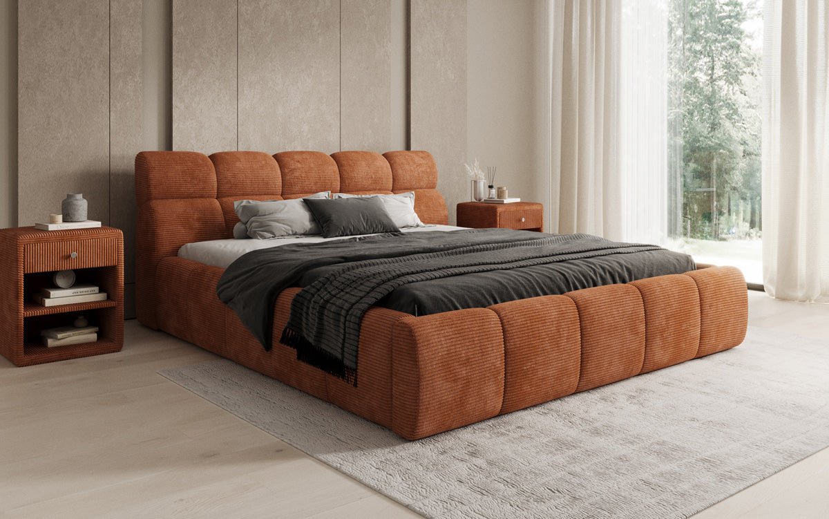 Designer Upholstered Bed Dallas Corduroy with Storage