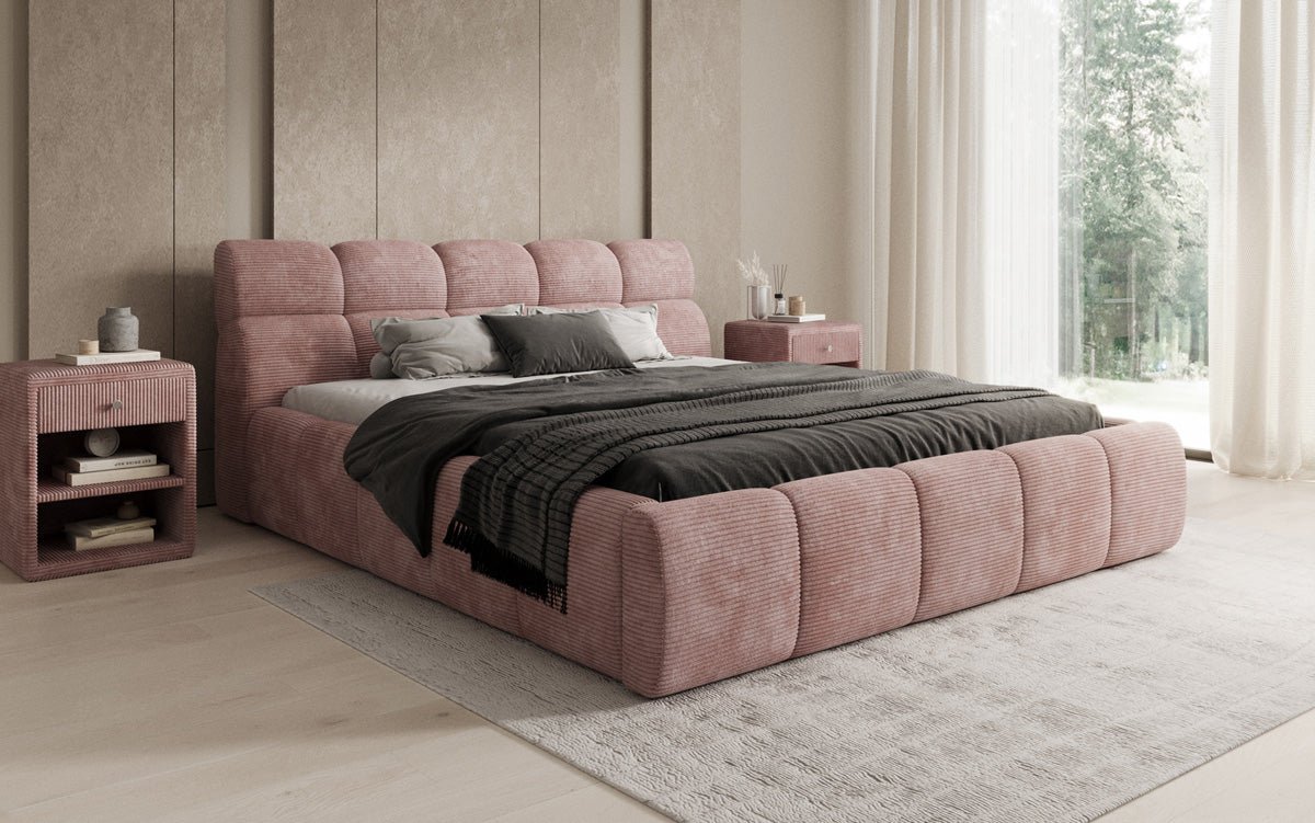 Designer Upholstered Bed Dallas Corduroy with Storage