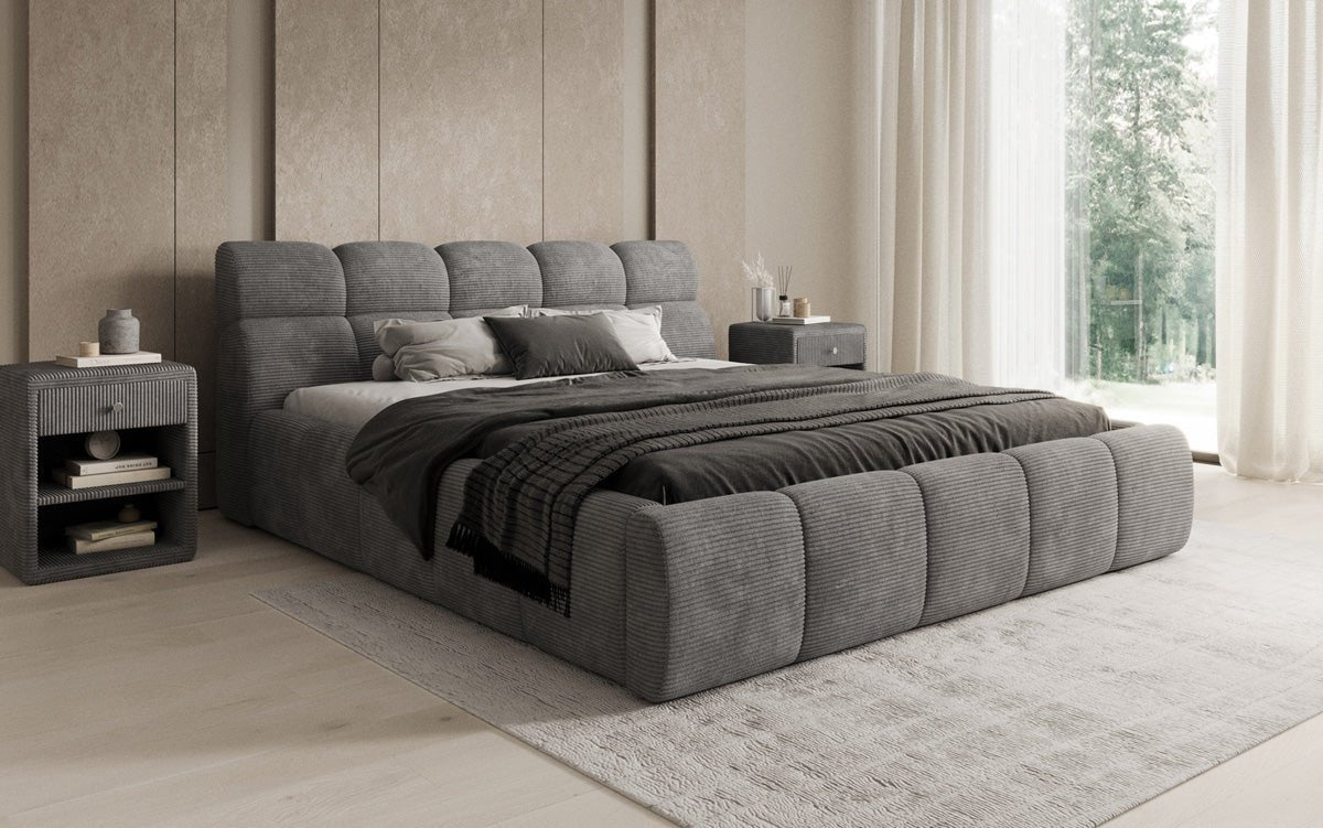 Designer Upholstered Bed Dallas Corduroy with Storage