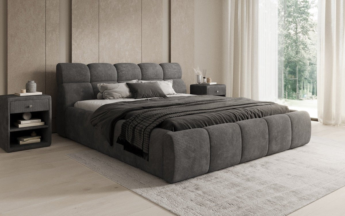 Designer Upholstered Bed Dallas Corduroy with Storage