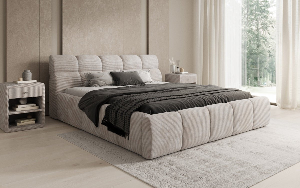 Designer Upholstered Bed Dallas Corduroy with Storage