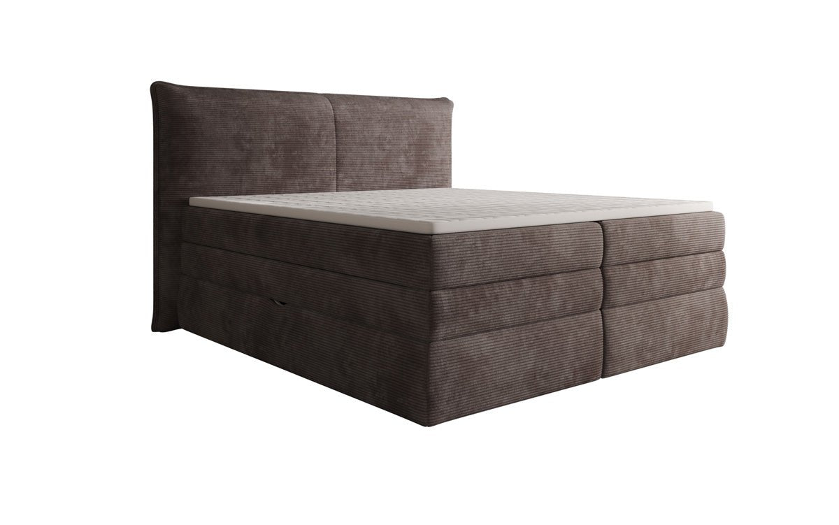 Box spring bed Avelora with storage in Corduroy