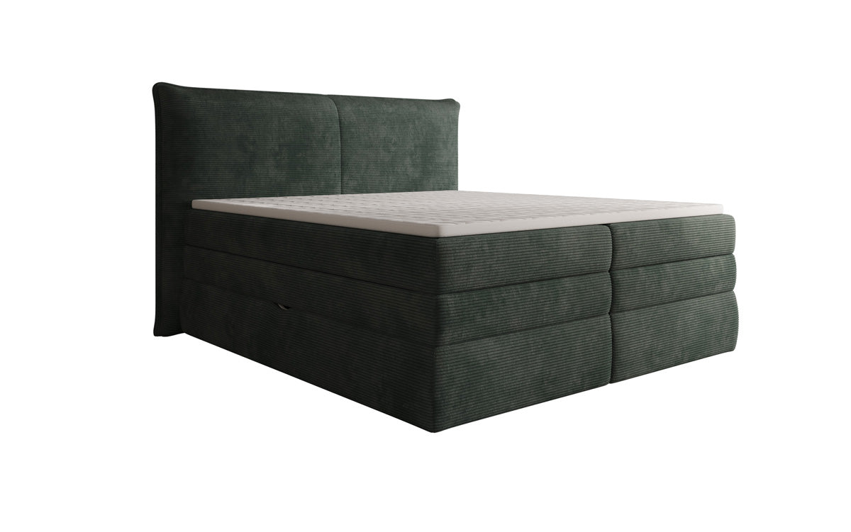 Box spring bed Avelora with storage in Corduroy