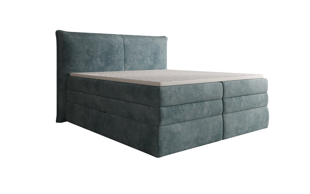 Box spring bed Avelora with storage in Corduroy