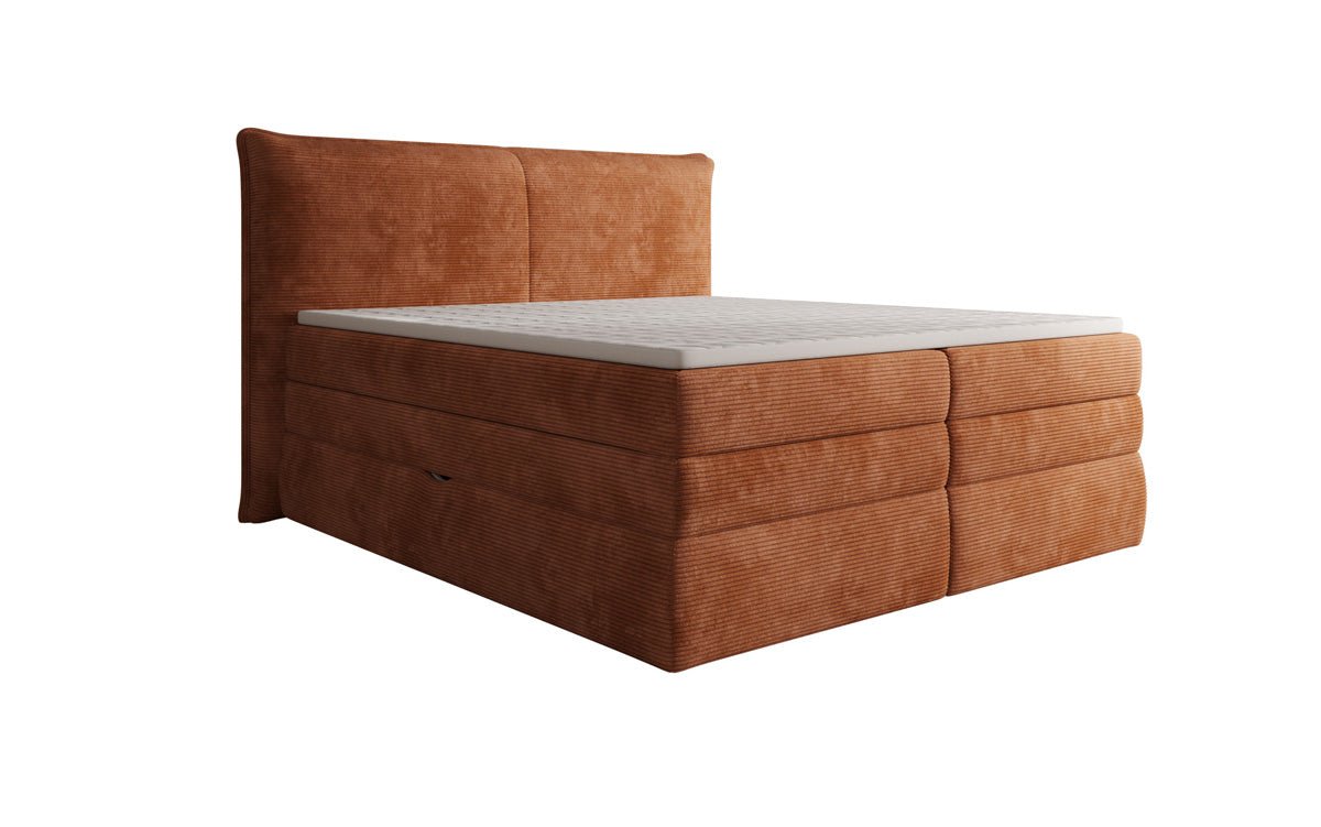 Box spring bed Avelora with storage in Corduroy