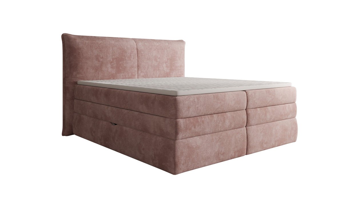 Box spring bed Avelora with storage in Corduroy