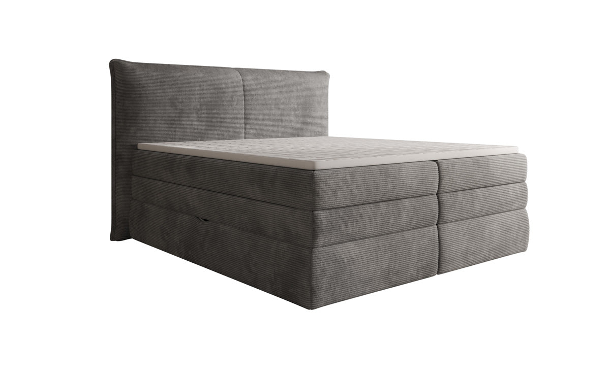 Box spring bed Avelora with storage in Corduroy