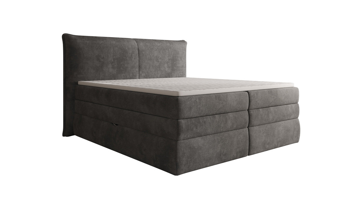 Box spring bed Avelora with storage in Corduroy