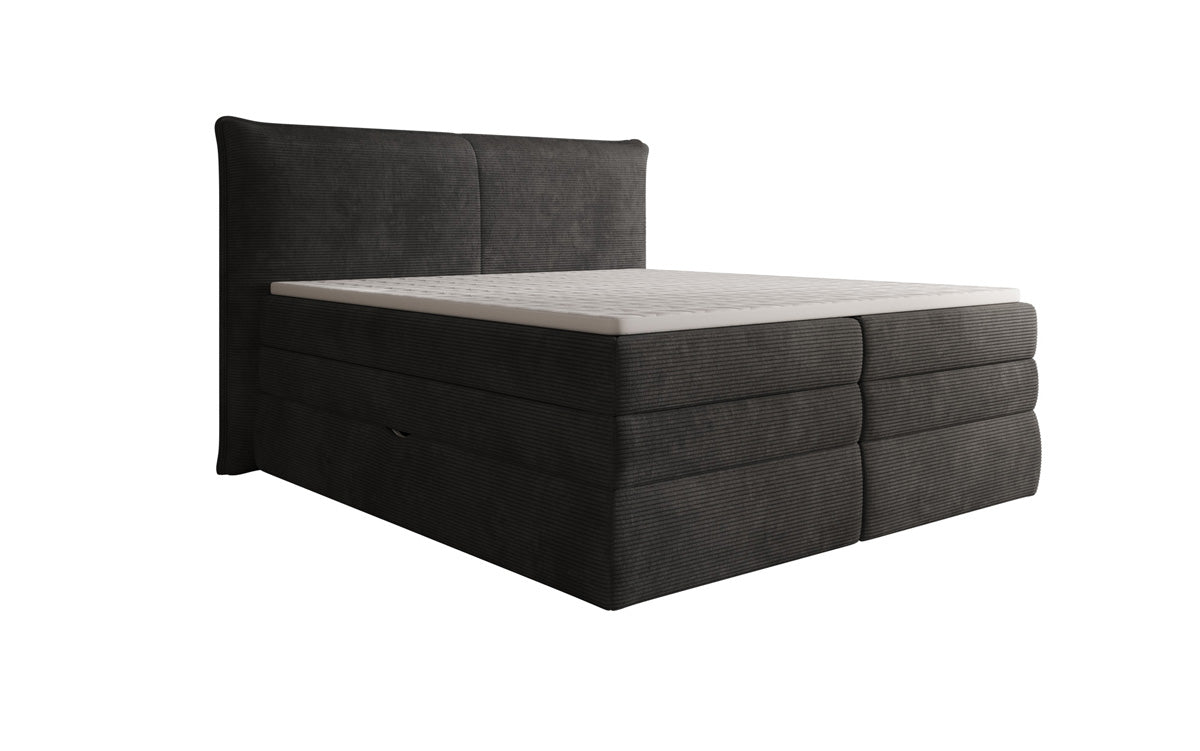 Box spring bed Avelora with storage in Corduroy