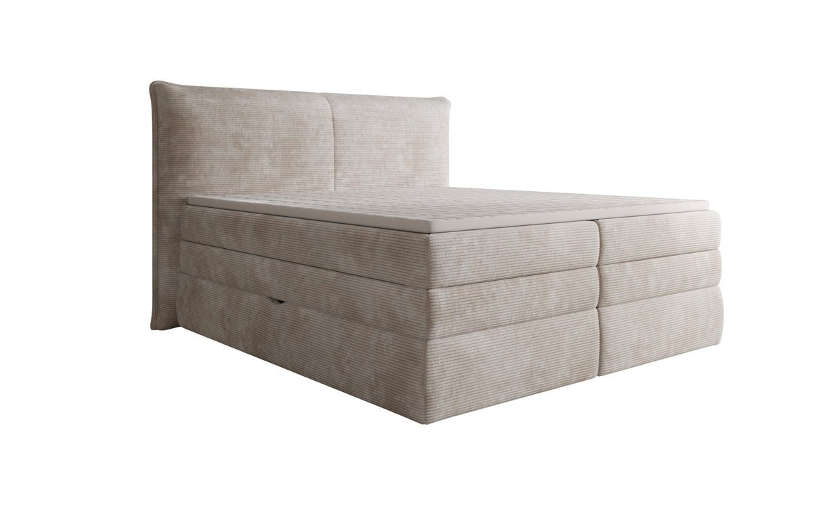 Box spring bed Avelora with storage in Corduroy