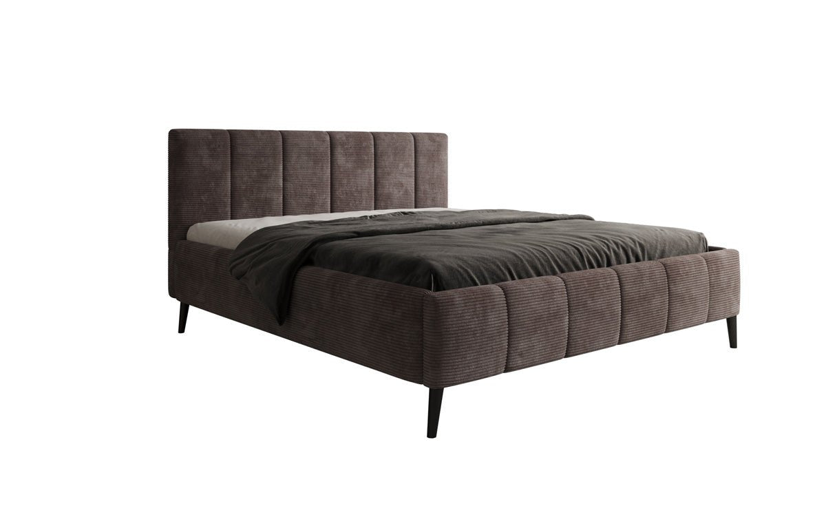 Designer upholstered bed Valerio in Corduroy with height-adjustable slatted frame