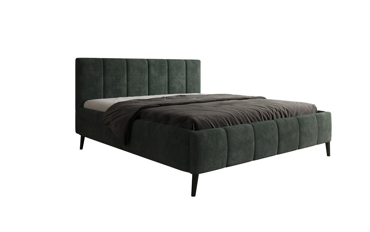 Designer upholstered bed Valerio in Corduroy with height-adjustable slatted frame