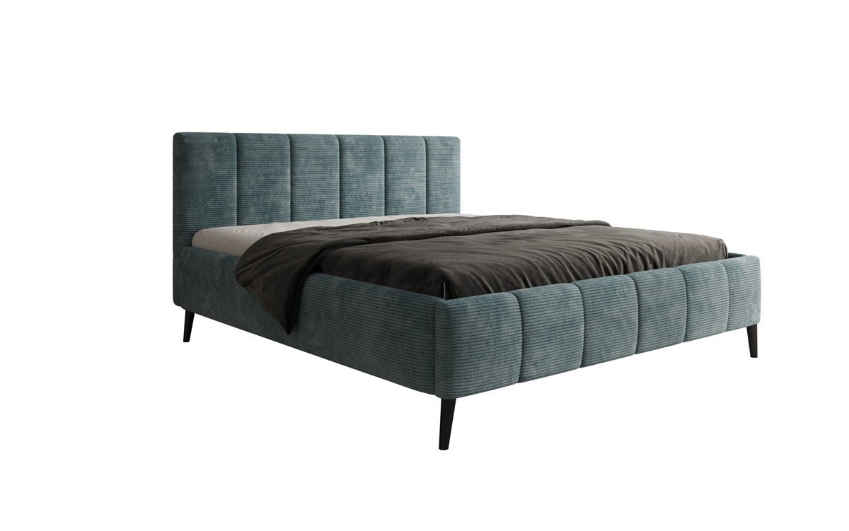 Designer upholstered bed Valerio in Corduroy with height-adjustable slatted frame