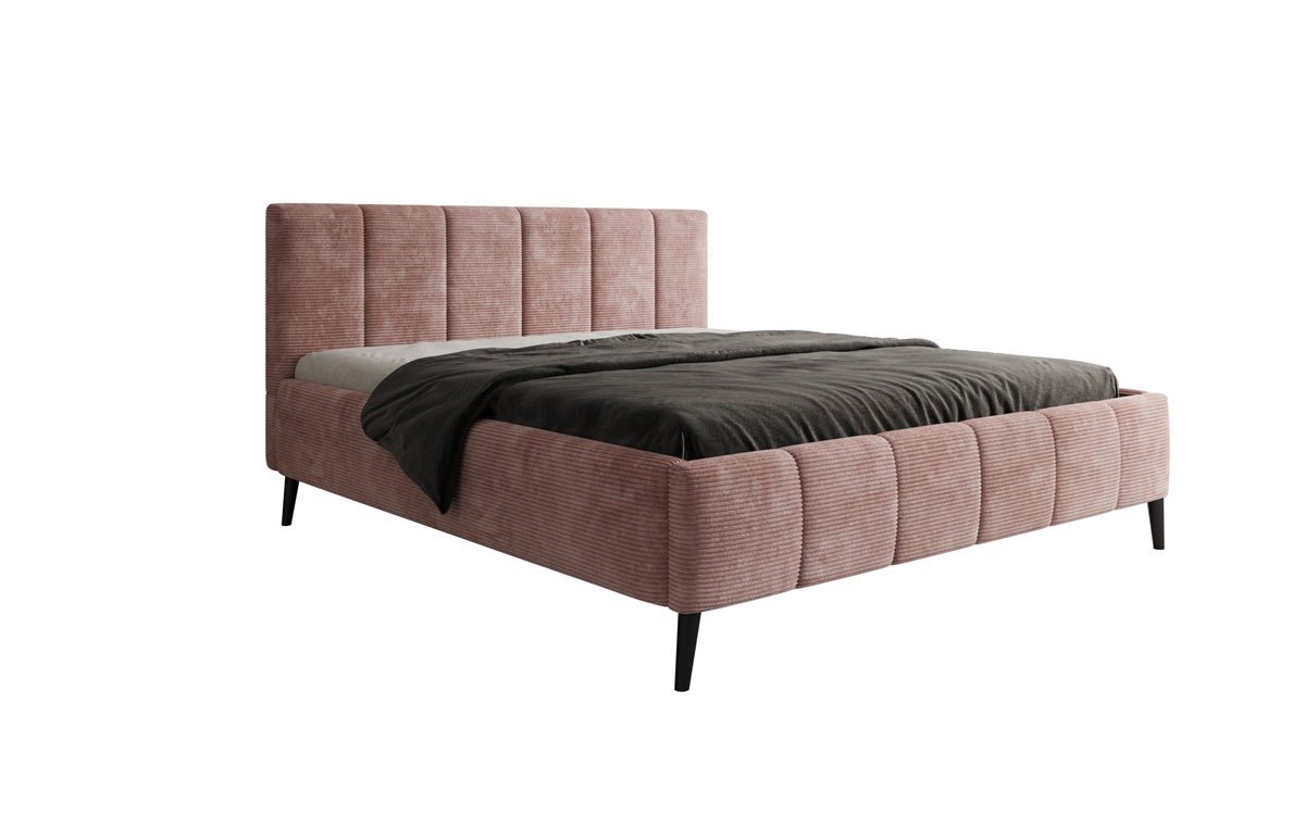 Designer upholstered bed Valerio in Corduroy with height-adjustable slatted frame