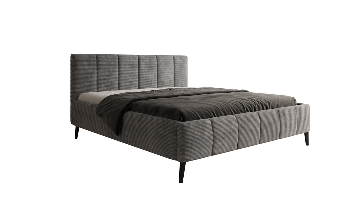 Designer upholstered bed Valerio in Corduroy with height-adjustable slatted frame