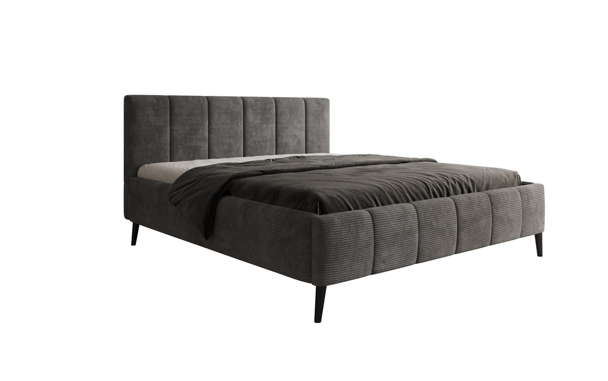 Designer upholstered bed Valerio in Corduroy with height-adjustable slatted frame