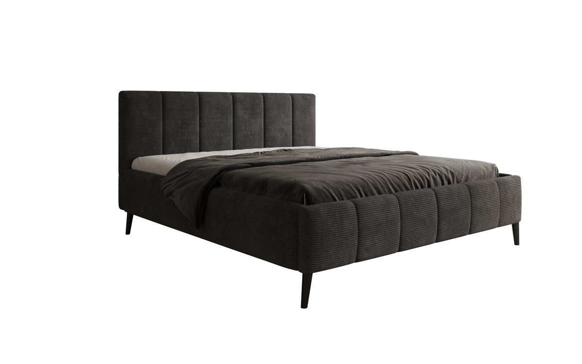 Designer upholstered bed Valerio in Corduroy with height-adjustable slatted frame