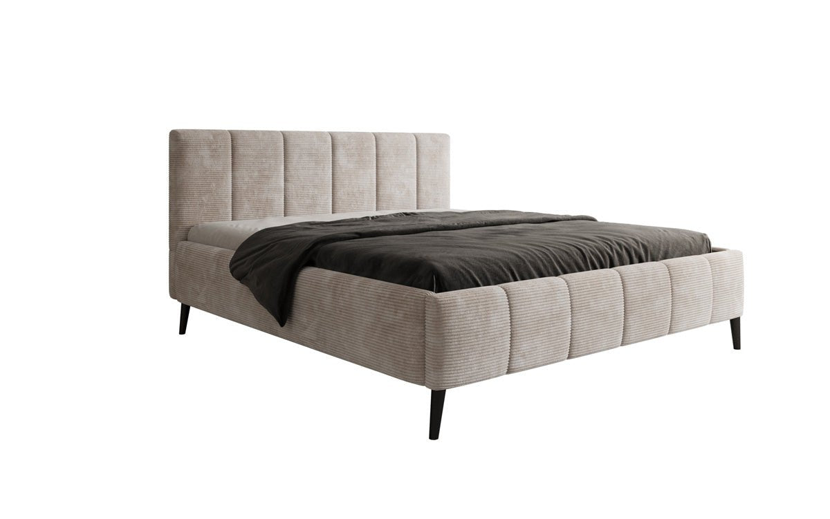 Designer upholstered bed Valerio in Corduroy with height-adjustable slatted frame
