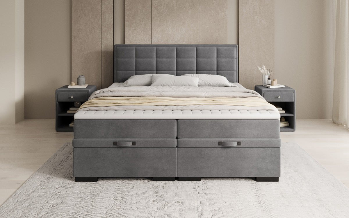 Box spring bed Alessia with storage in velvet