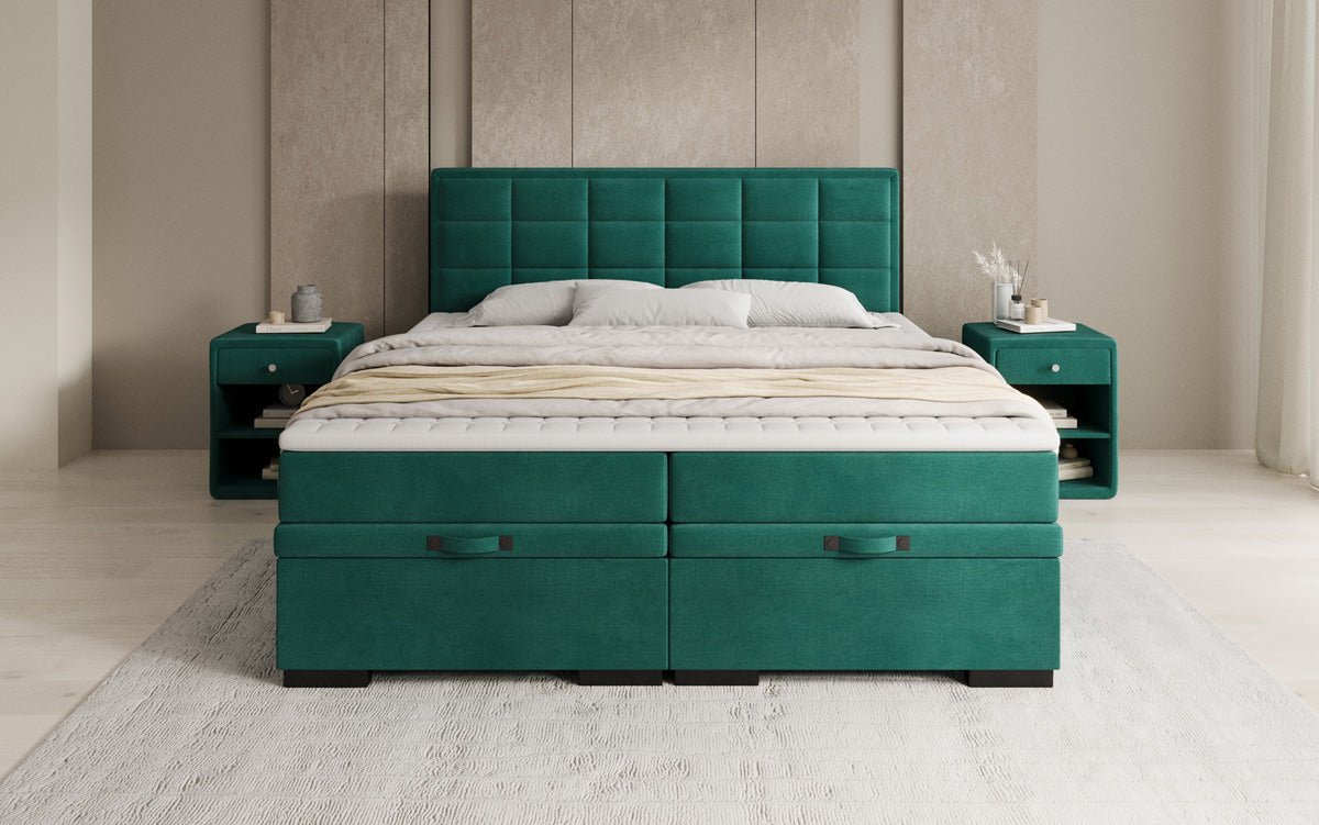 Box spring bed Alessia with storage in velvet