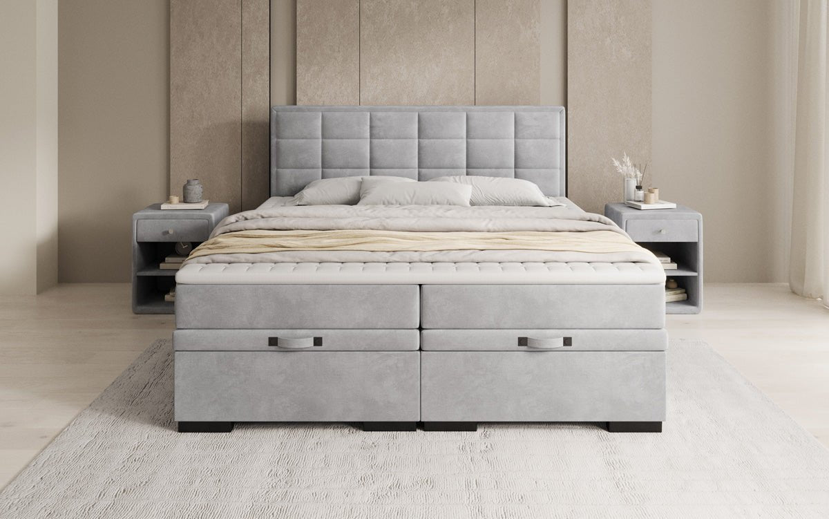 Box spring bed Alessia with storage in velvet