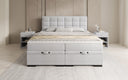 Box spring bed Alessia with storage in teddy bouclé