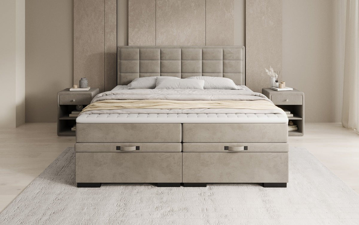 Box spring bed Alessia with storage in velvet