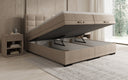 Box spring bed Alessia with storage in teddy bouclé
