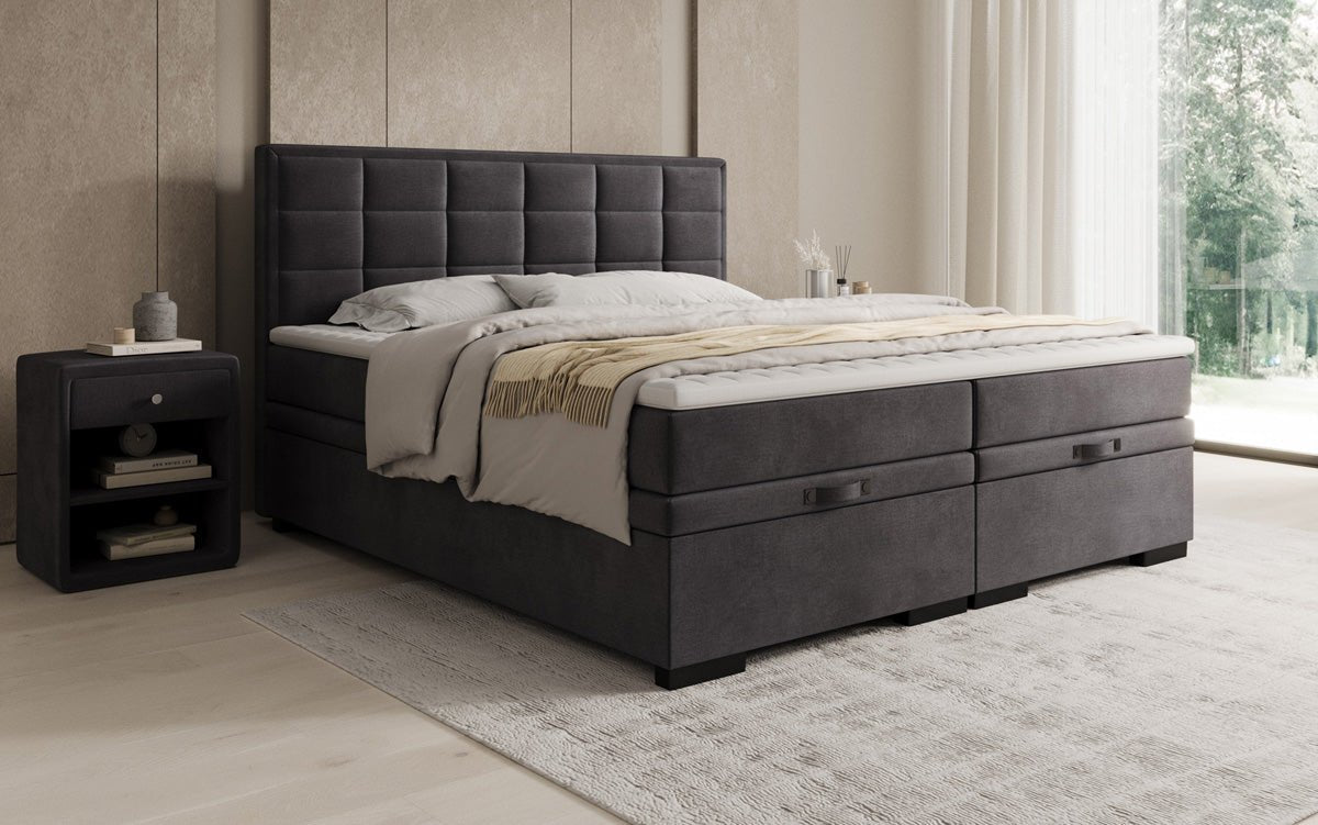 Box spring bed Alessia with storage in velvet