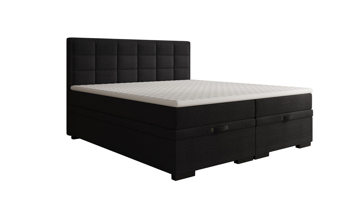 Box spring bed Alessia with storage in teddy bouclé