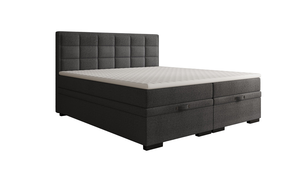 Box spring bed Alessia with storage in teddy bouclé