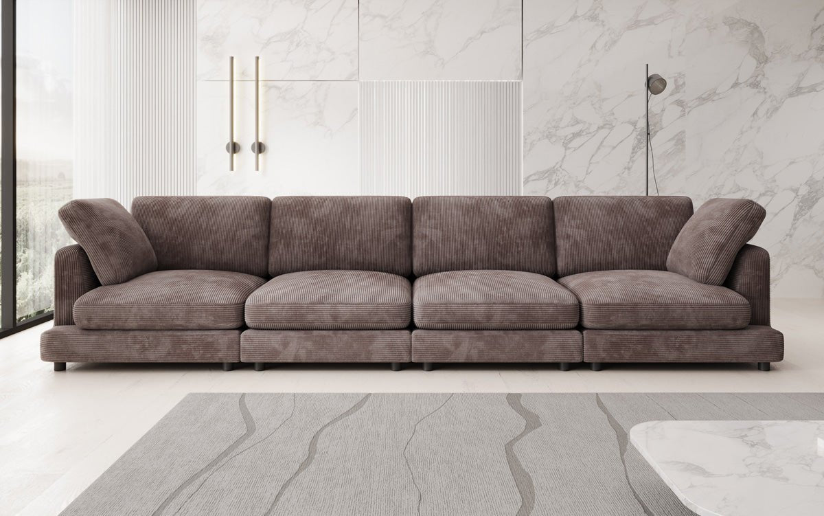 Designer 4-Seater Sofa Thalessa in Corduroy
