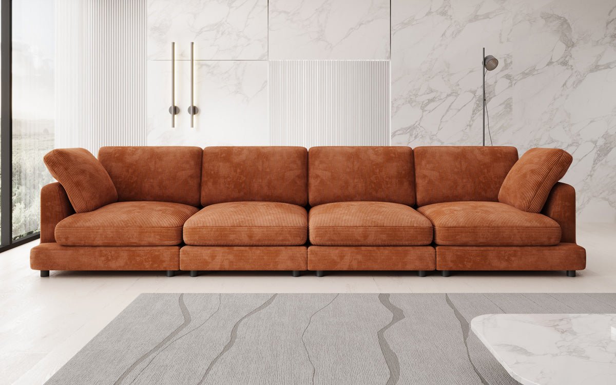 Designer 4-Seater Sofa Thalessa in Corduroy
