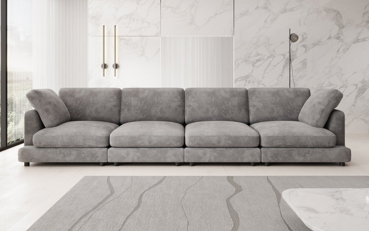 Designer 4-Seater Sofa Thalessa in Corduroy