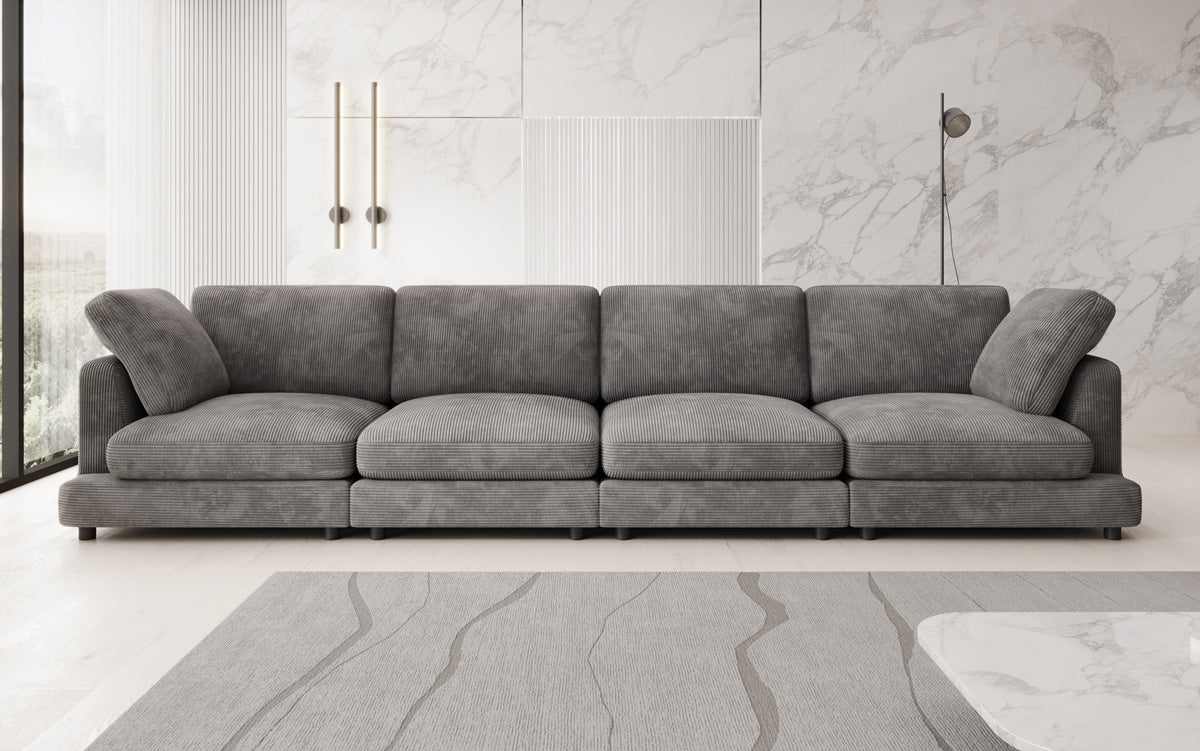 Designer 4-Seater Sofa Thalessa in Corduroy
